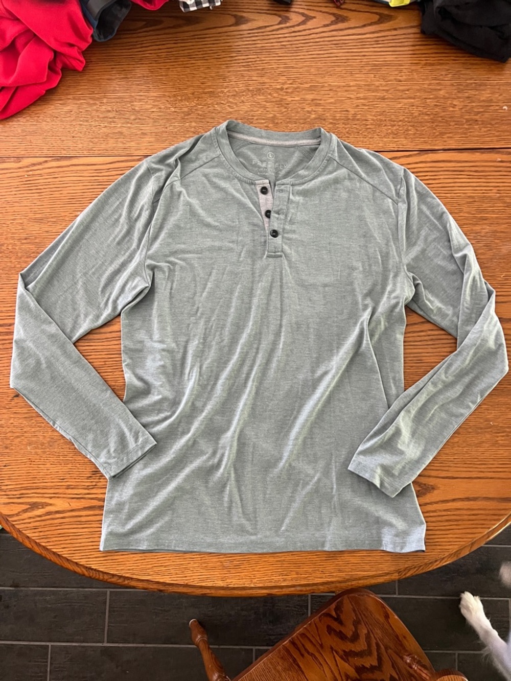 Free Fly Apparel Men's Long-Sleeve Henley in Sage Green